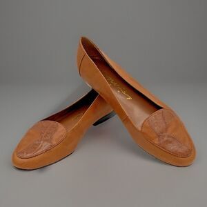 Connie Loafers Womens 6.5 B Brown Leather Patchwork Exotic Print Flats Brazil